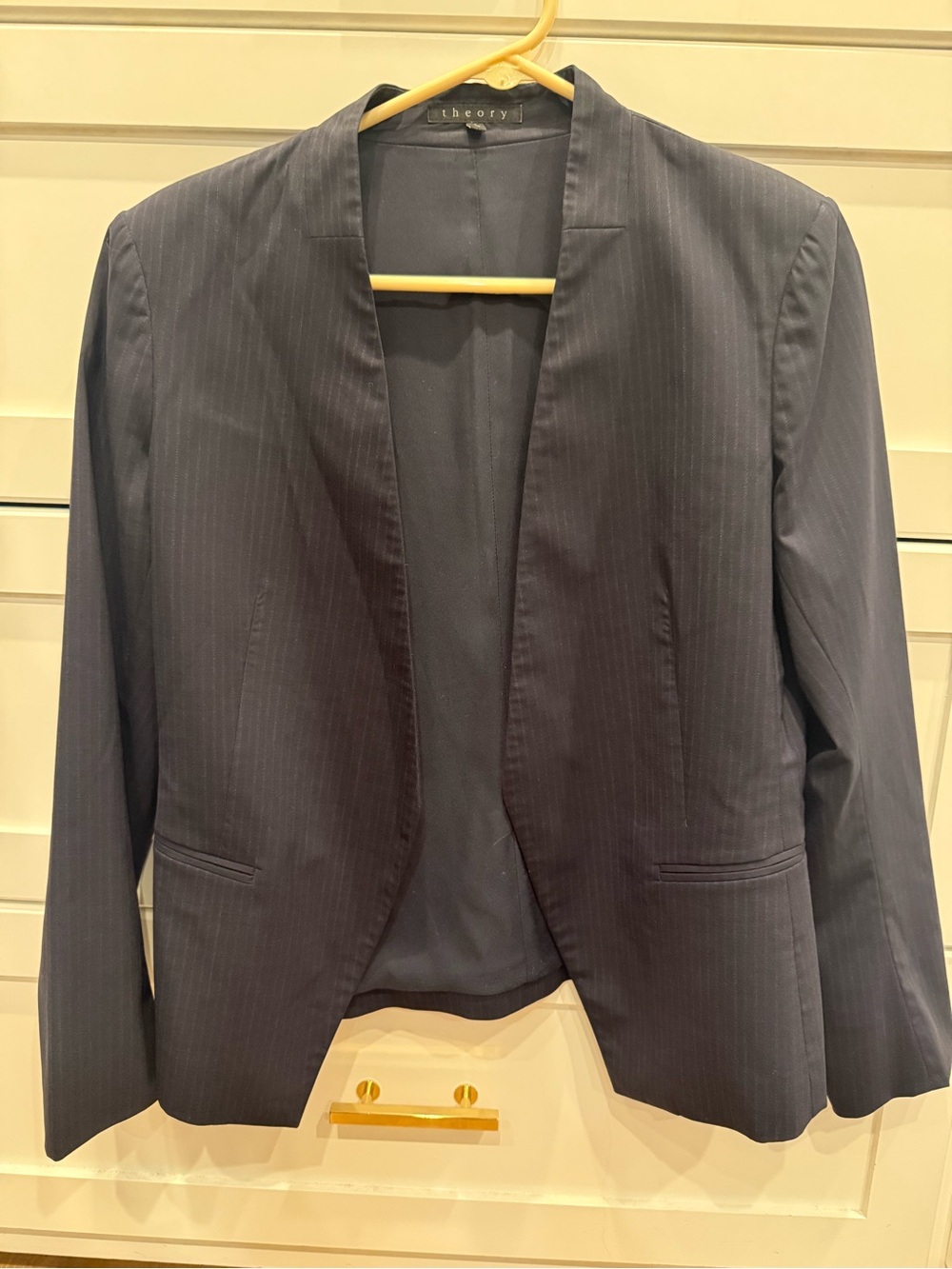 Theory Women's Striped Suit Jacket & Pants Size 10